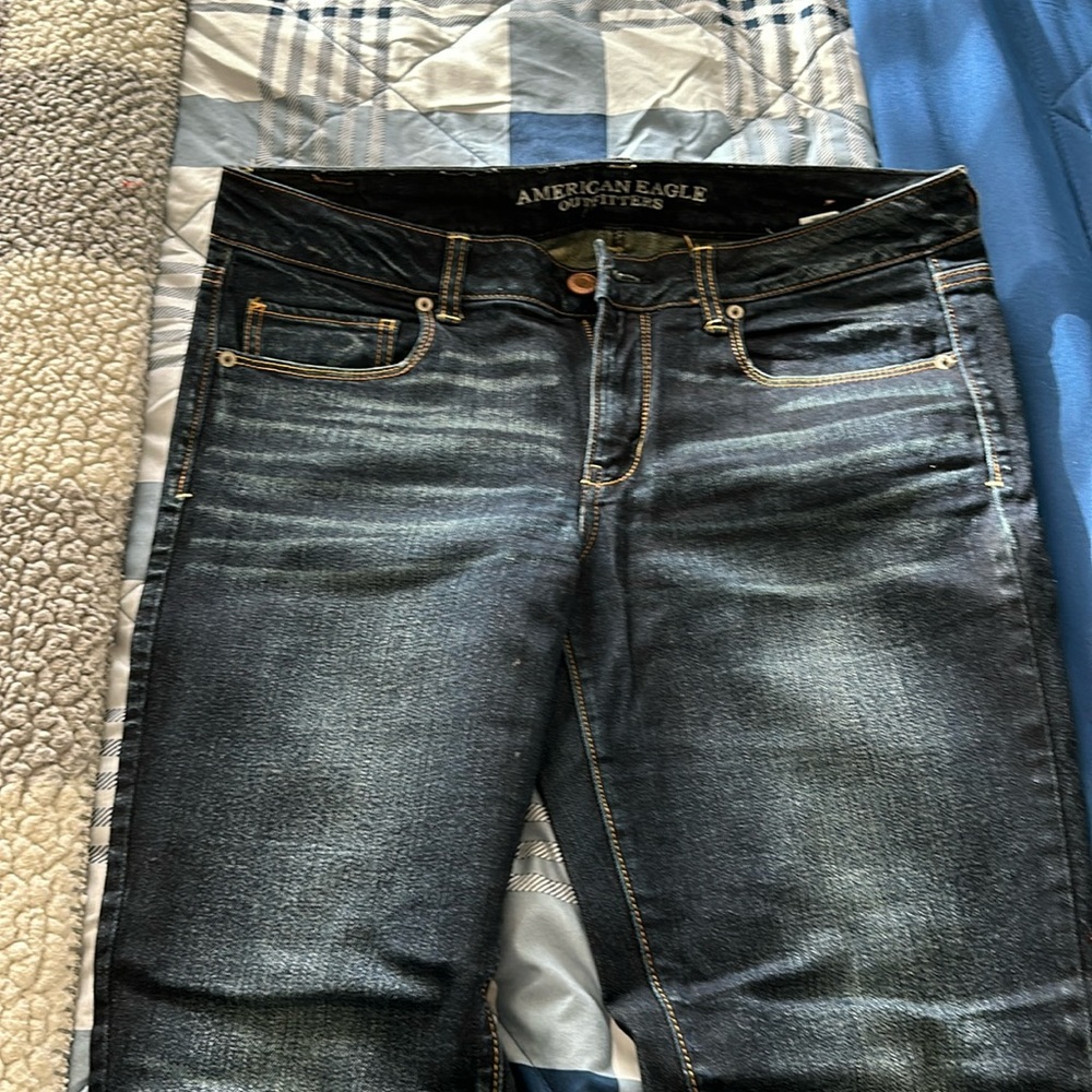 American eagle long inseam skinny jeans dark wash